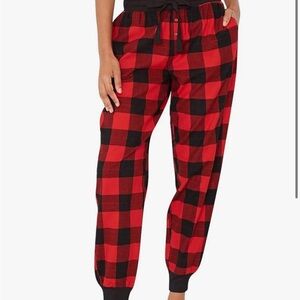 Red and Black Plaid Jogger Pants
